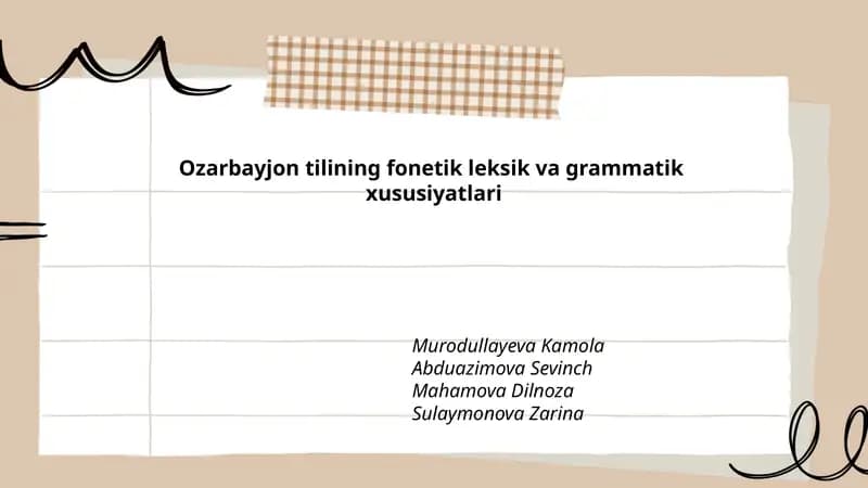 Ozarbayjon tilining fonetik leksik va grammatik xususiyatlari