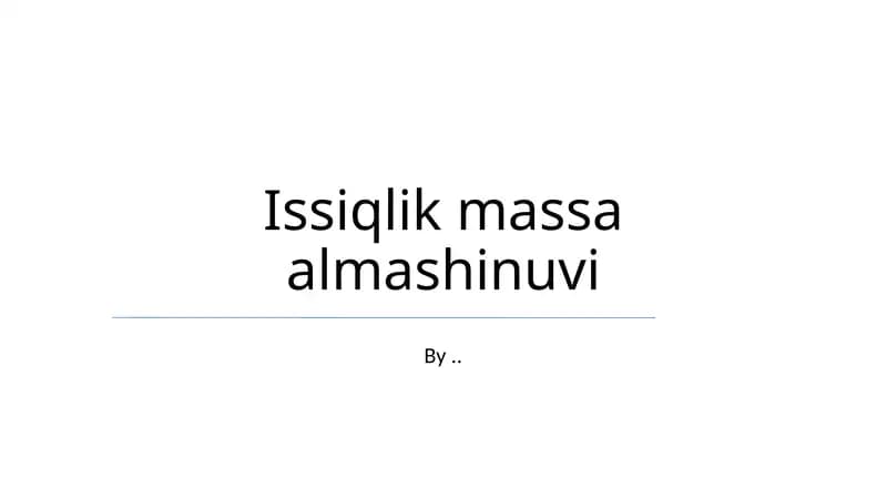 Issiqlik massa almashinuvi