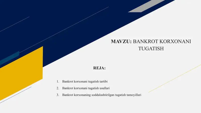 BANKROT KORXONANI TUGATISH