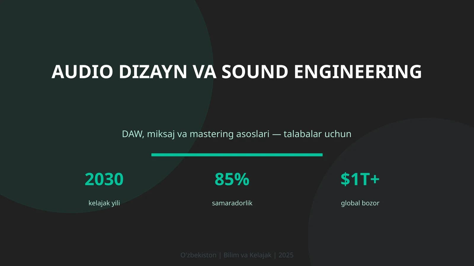 Audio Dizayn va Sound Engineering