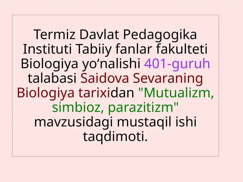 Mutualizm, simbioz, parazitizm