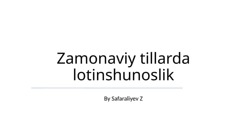 Zamonaviy tillarda lotinshunoslik