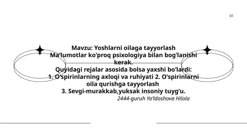 Yoshlarni oilaga tayyorlash