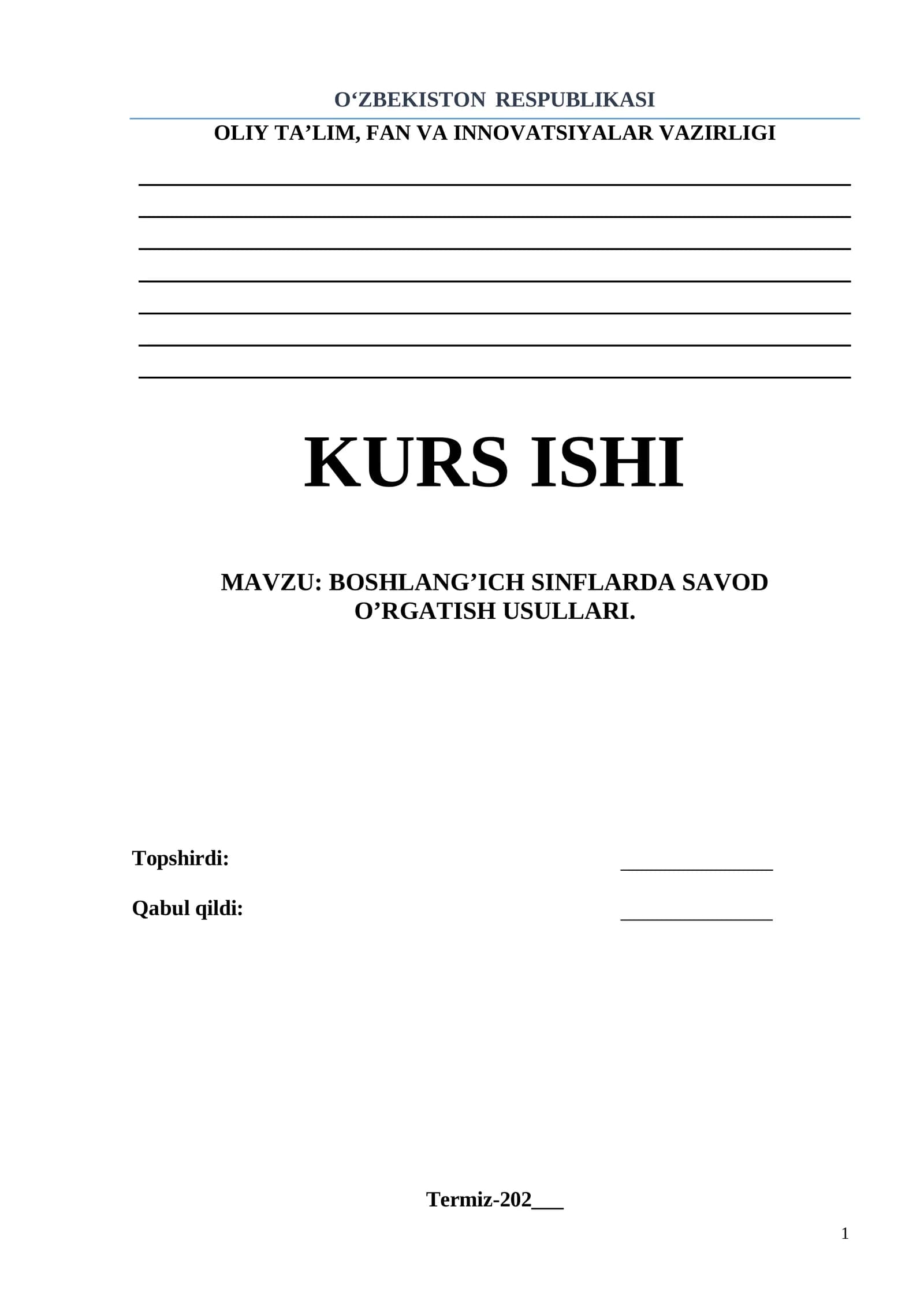 BOSHLANG’ICH SINFLARDA SAVOD O’RGATISH USULLARI