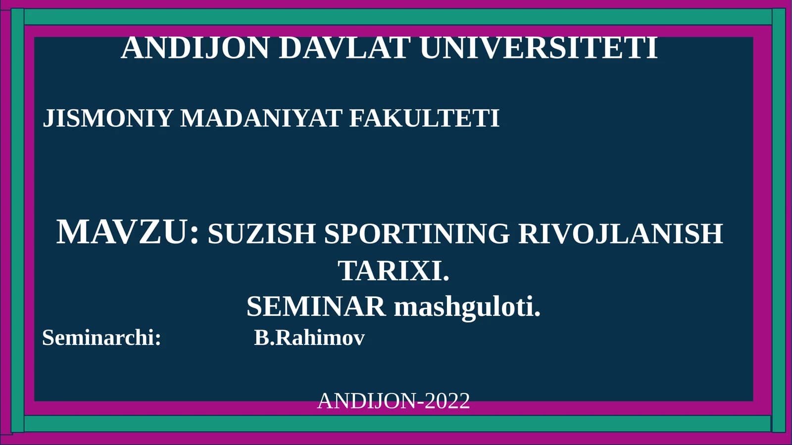 SUZISH SPORTINING RIVOJLANISHTARIXI