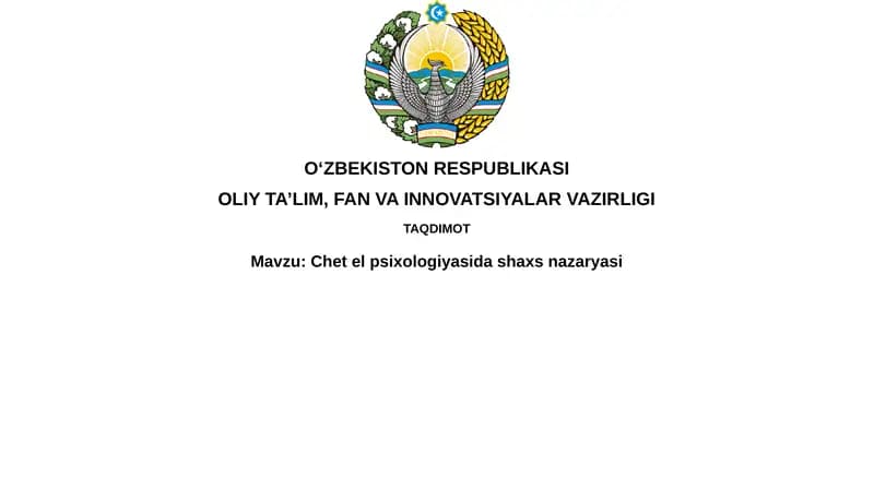 Chet elpsixologiyasidashaxsnazaryasi
