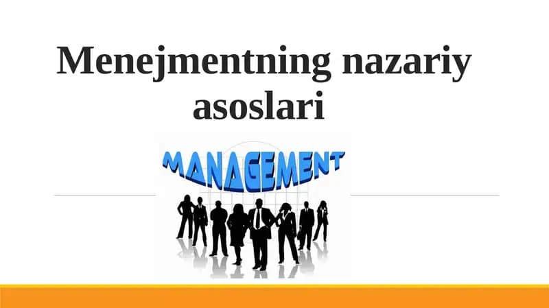 Menejmentning nazariy asoslari