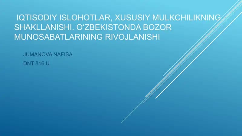 O‘zbekistonda bozor munosabatlarining rivojlanishi
