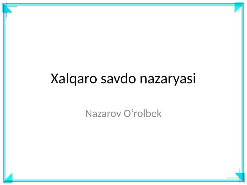 Xalqaro savdo nazaryasi