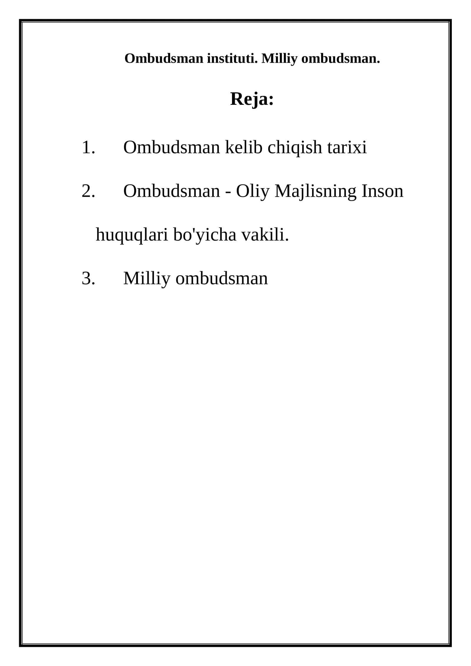 Ombudsman instituti. Milliy ombudsman