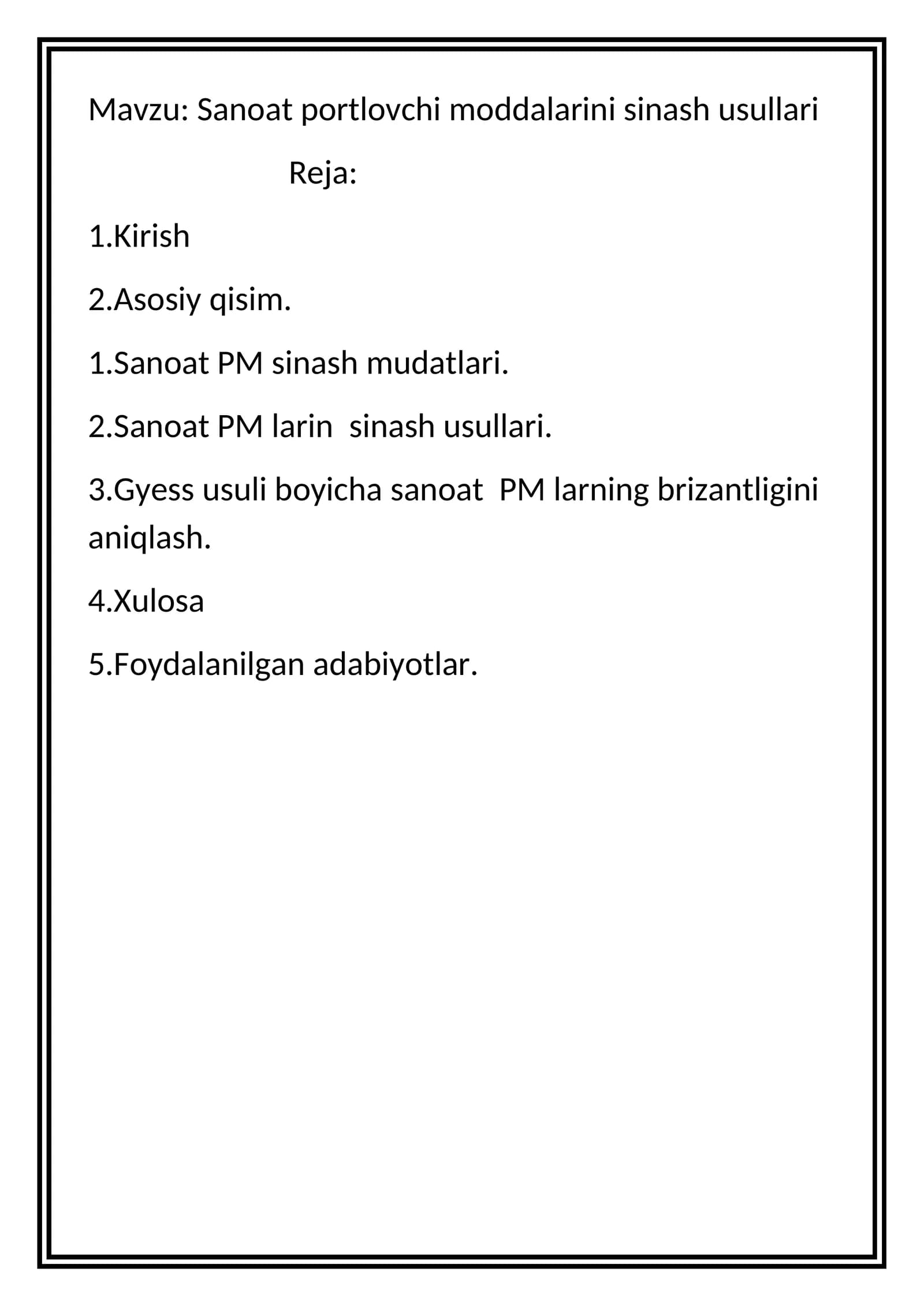 Sanoat portlovchi moddalarini sinash usullari