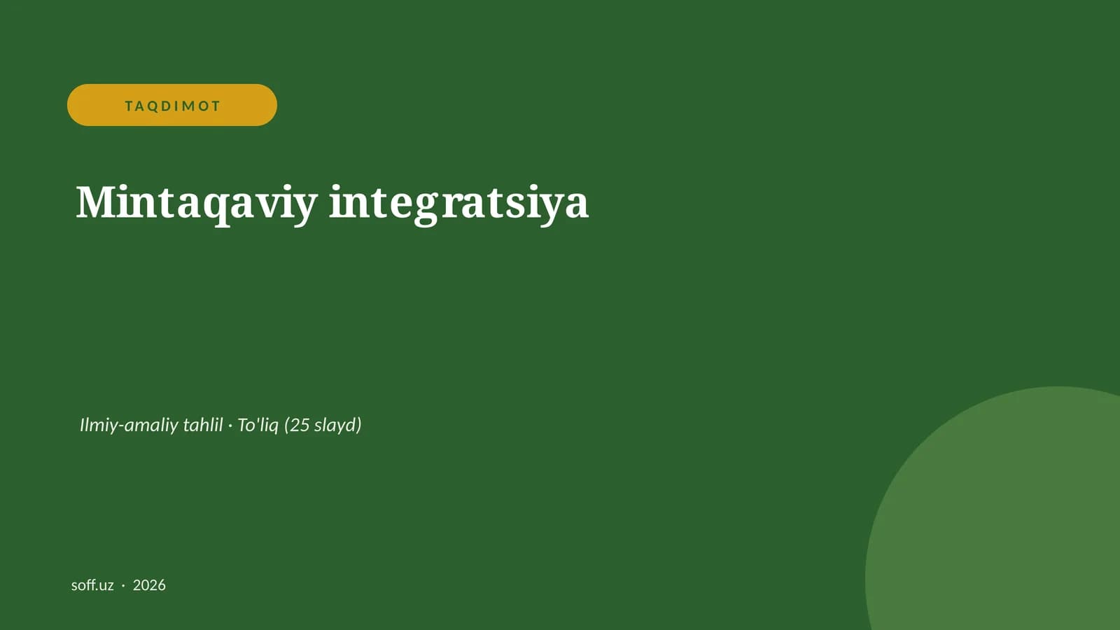 Mintaqaviy integratsiya Ilmiy-amaliy tahlil