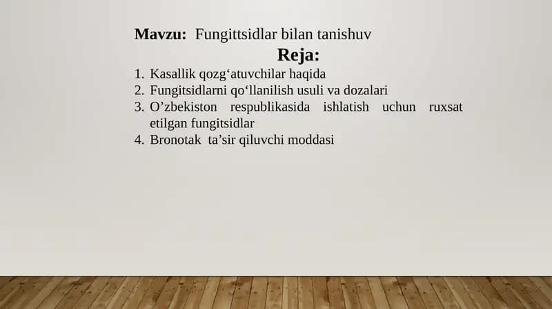 Fungitsidlar bilan tanishuv