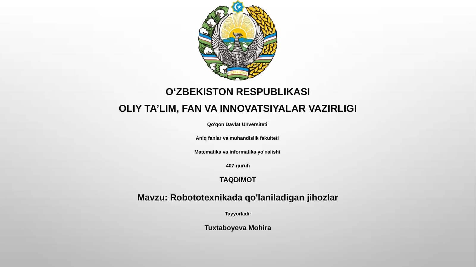 Robototexnikada qo'laniladigan jihozlar