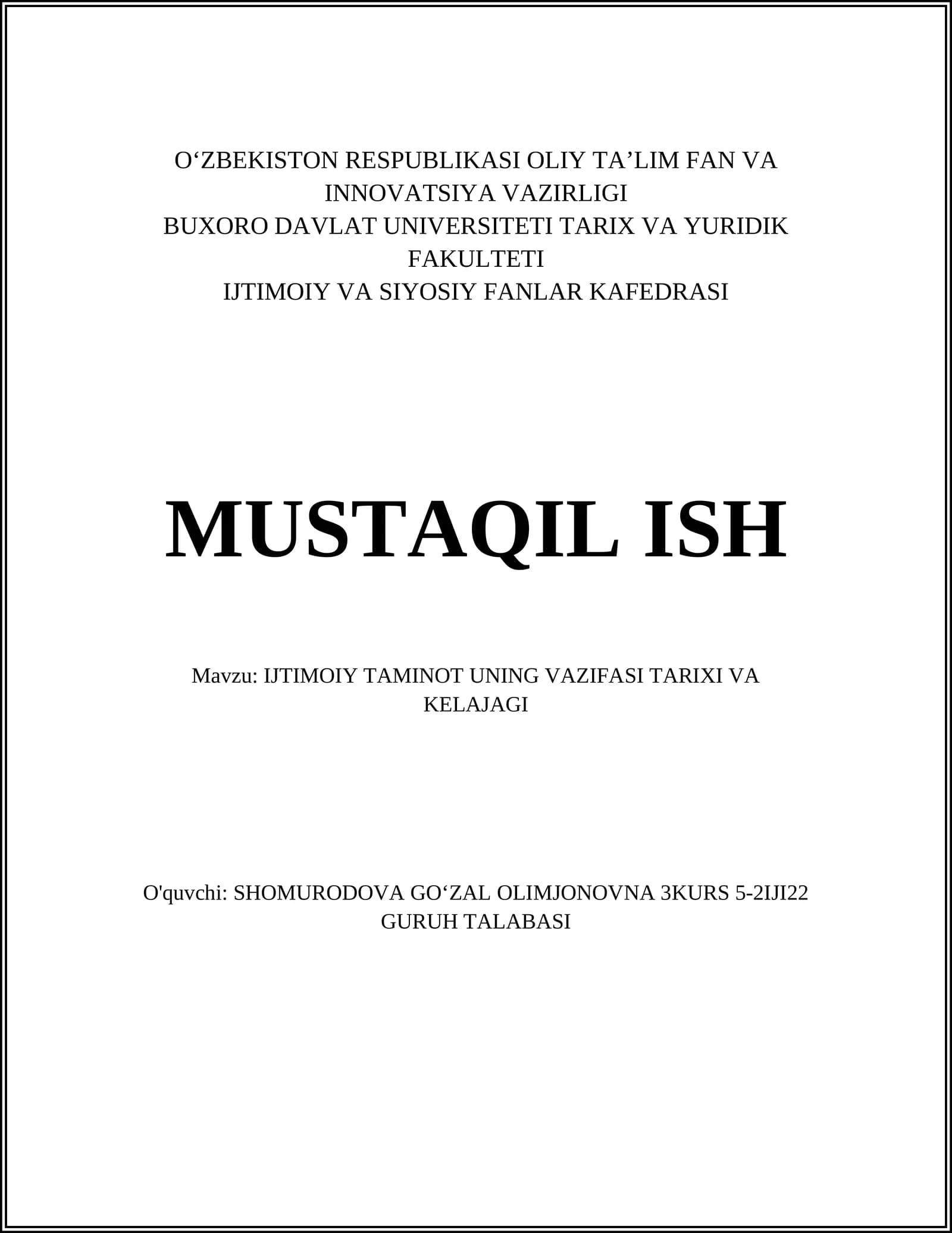 Ijtimoiy ta'minotning tarixi