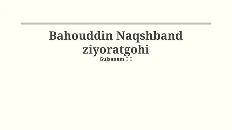 Bahouddin Naqshband ziyoratgohi