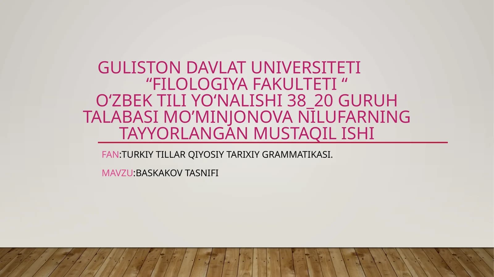 Baskakov Tasnifi