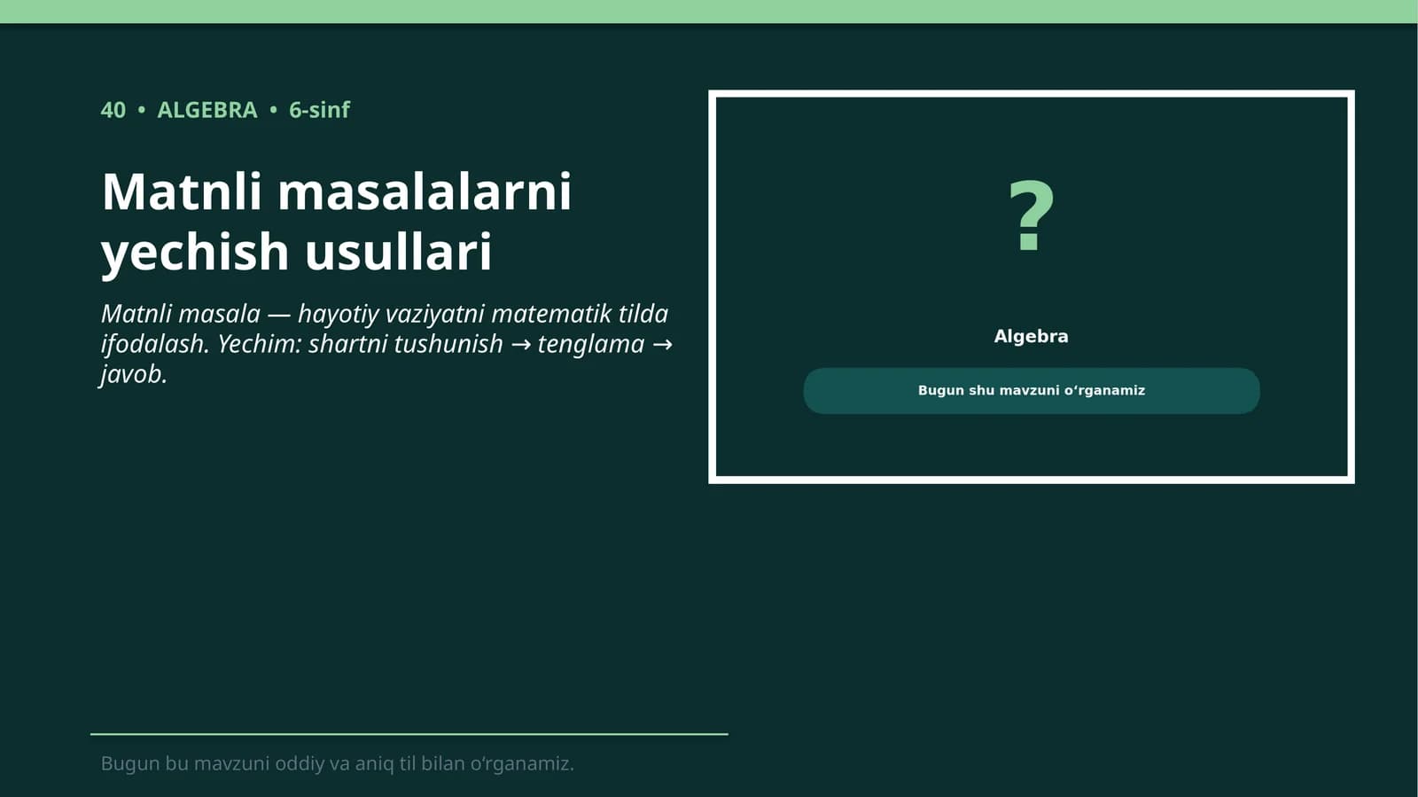Matnli masalalarni yechish usullari