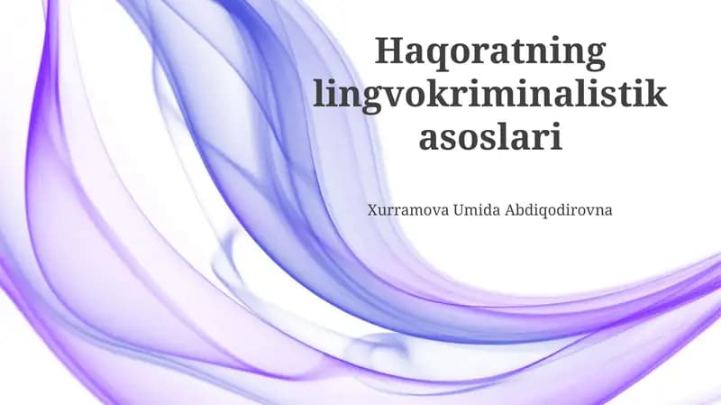 Haqoratning lingvokriminalistik asoslari