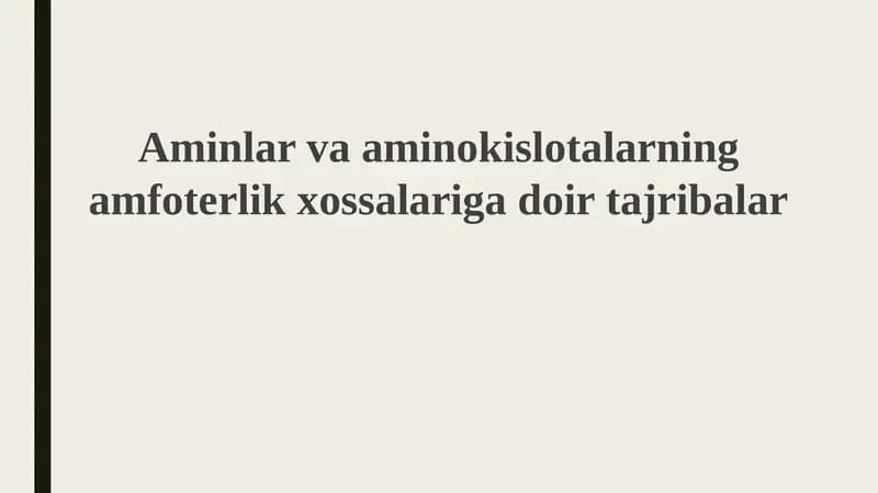 Aminlar va aminokislotalarning amfoterligi