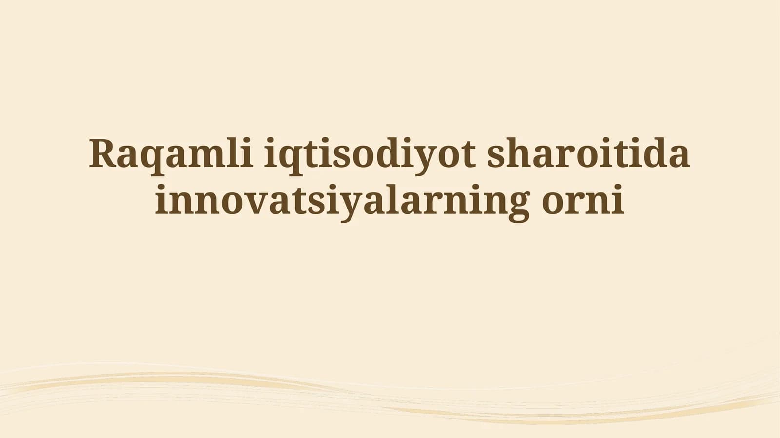 Raqamli iqtisodiyot sharoitida innovatsiyalar