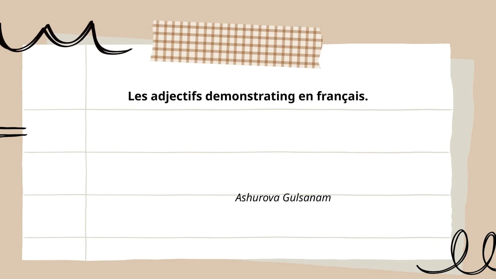 Les adjectifs demonstrating en français