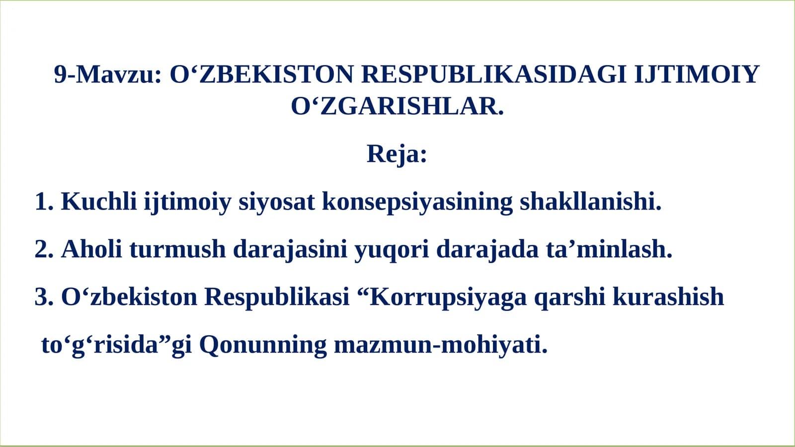 O‘ZBEKISTON RESPUBLIKАSIDАGI IJTIMOIY O‘ZGАRISHLАR