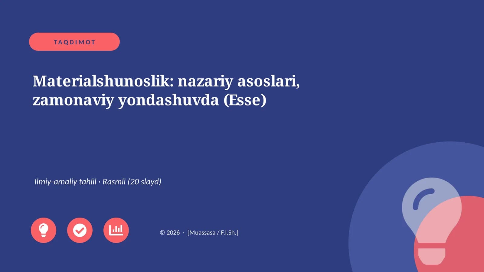 Materialshunoslik: nazariy asoslari, zamonaviy yondashuvda (Esse)