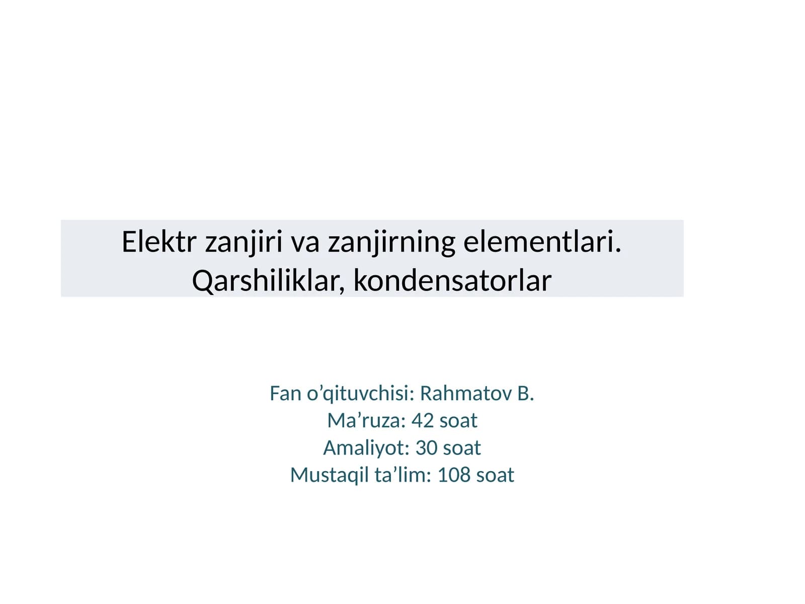 Elеktr zanjiri va zanjirning elеmеntlari