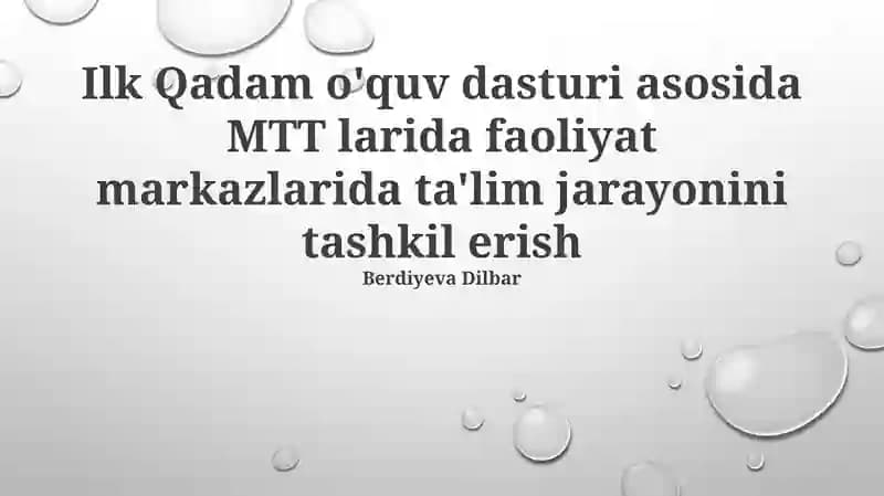 Ilk Qadam o'quv dasturi
