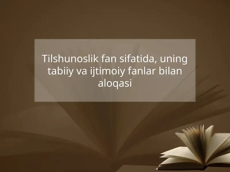 Tilshunoslikning Fanlararo Aloqalari