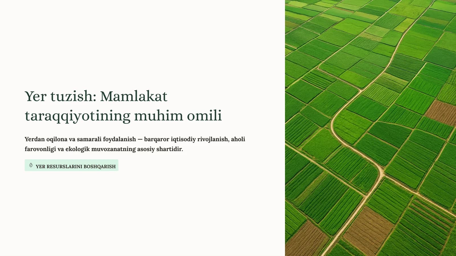 Yer tuzish: Mamlakat taraqqiyotining muhim omili