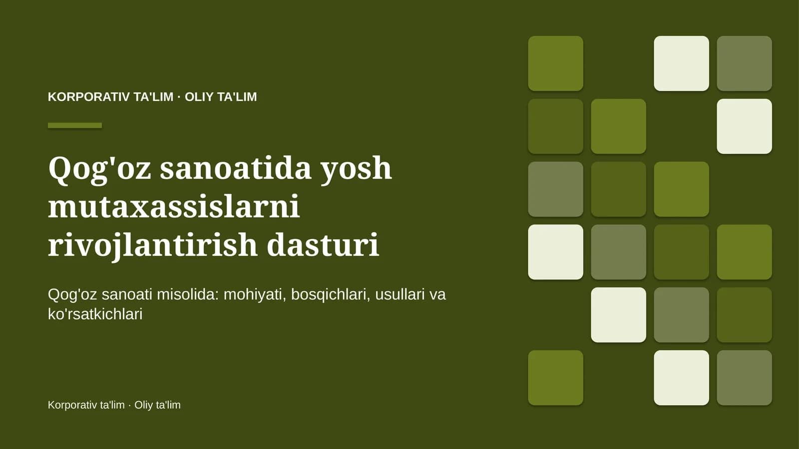 qog'oz sanoatida yosh mutaxassislarni rivojlantirish dasturi 1682
