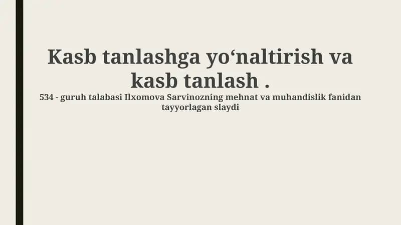 Kasb tanlashga yoʻnaltirish va kasb tanlash