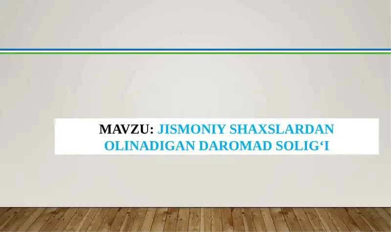 Jismoniy Shaxslardan Olinadigan Daromadsoligi