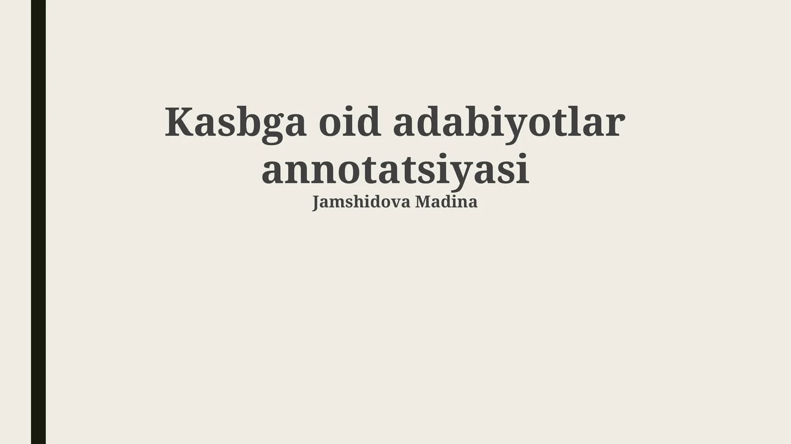 Kasbga oid adabiyotlar annotatsiyasi