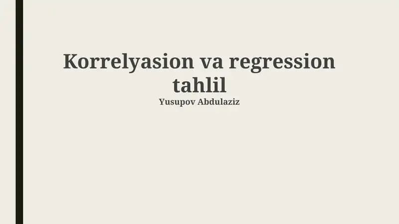 Korrelyatsiya va Regressiya