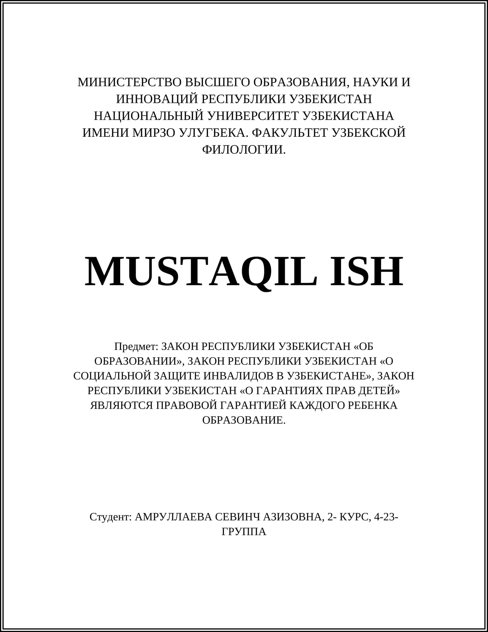 MUSTAQIL ISH