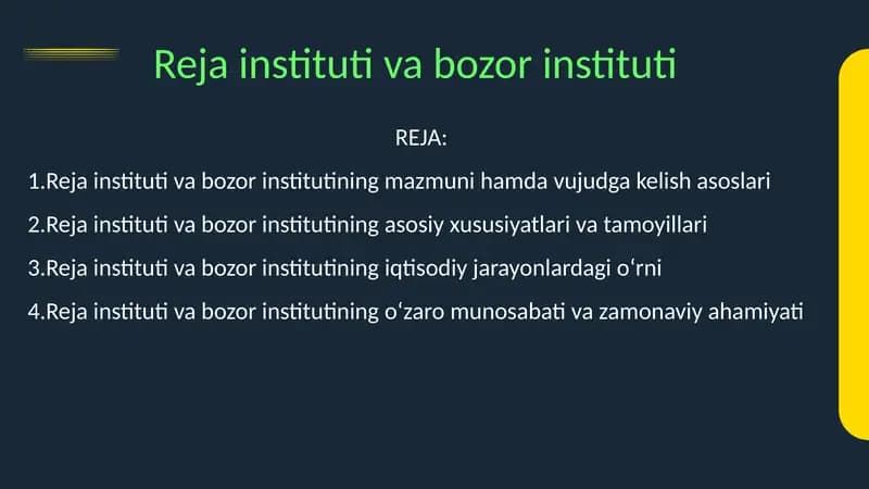 Reja instituti va bozor instituti