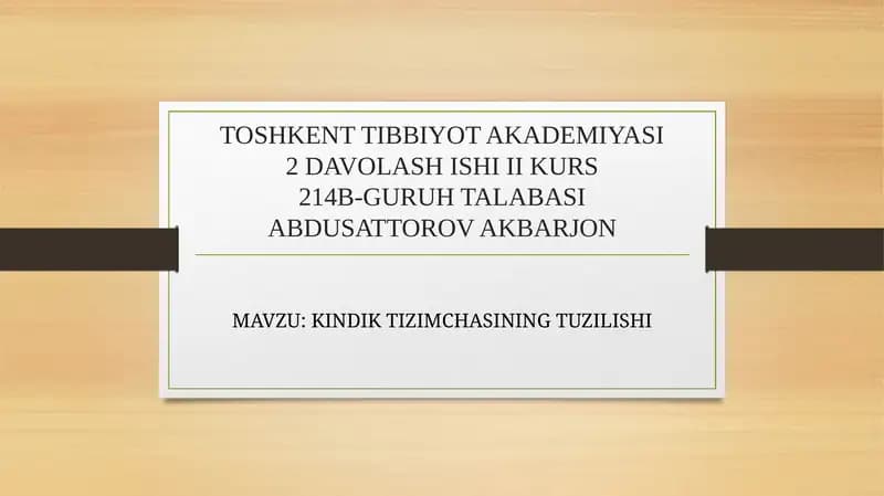KINDIK TIZIMCHASI