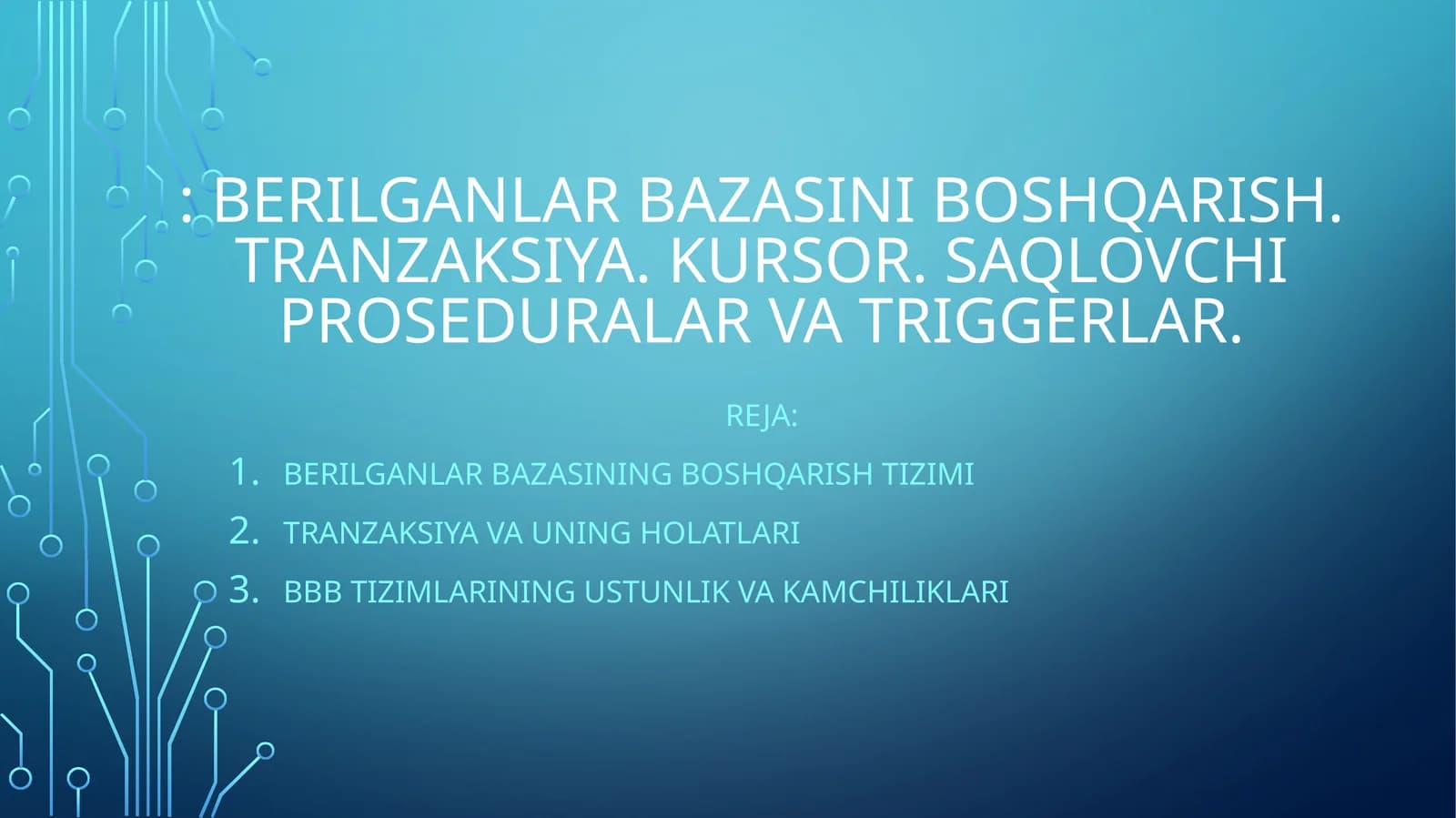 Berilganlar bazasini boshqarish