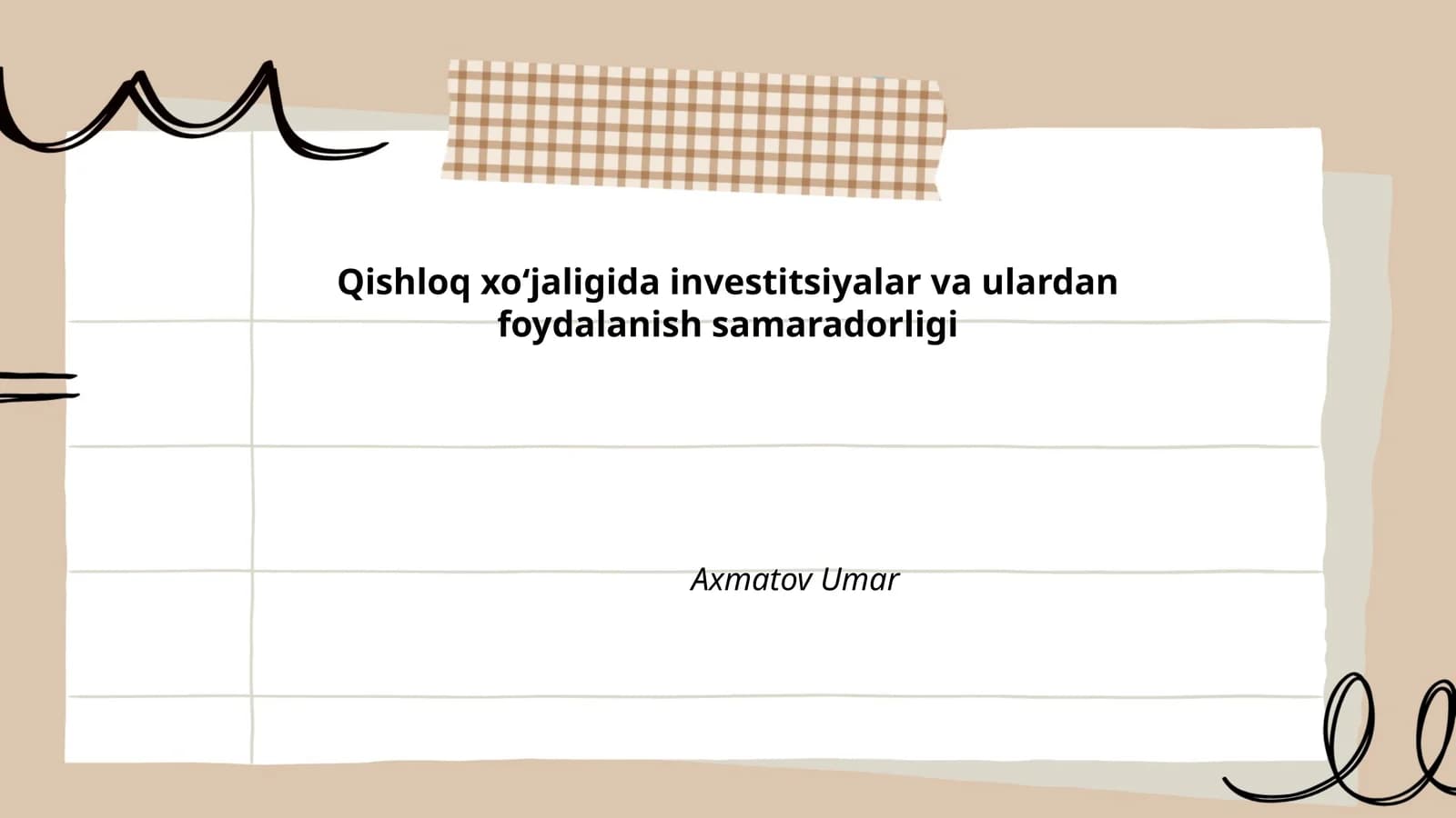 Qishloq xo‘jaligida investitsiyalar va ulardan foydalanish samaradorligi