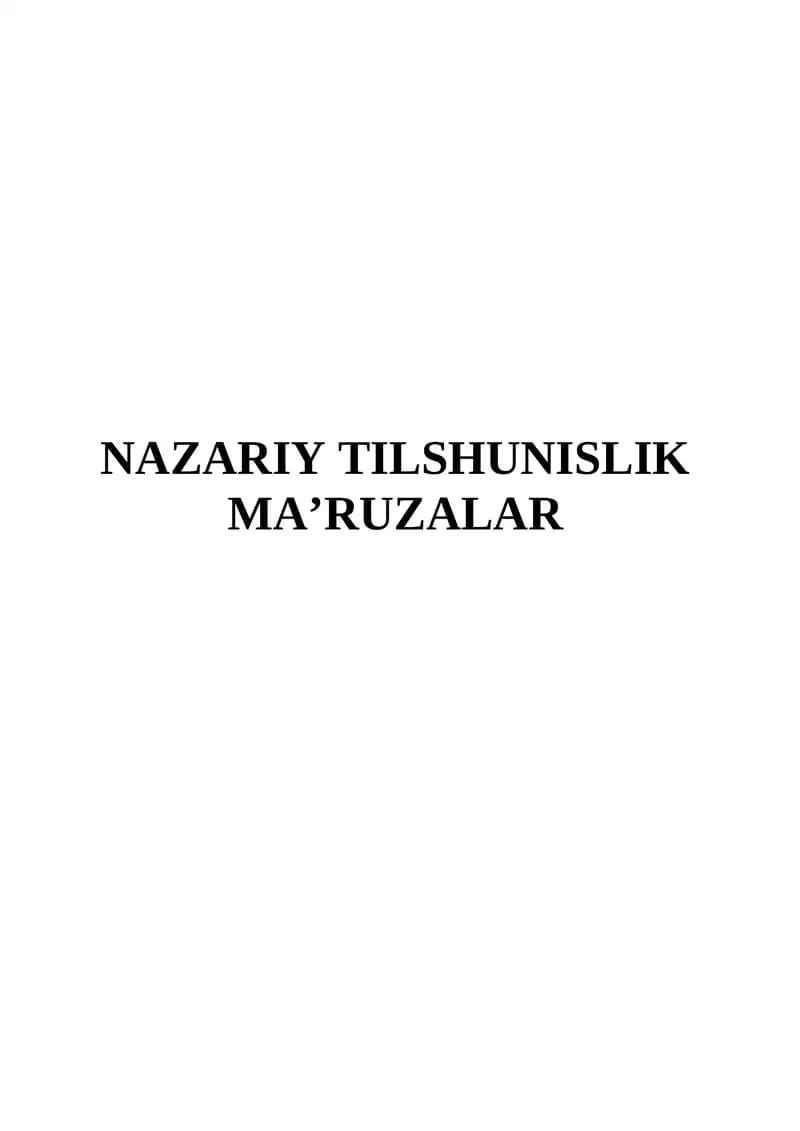 NAZARIY TILSHUNISLIK MA’RUZALAR