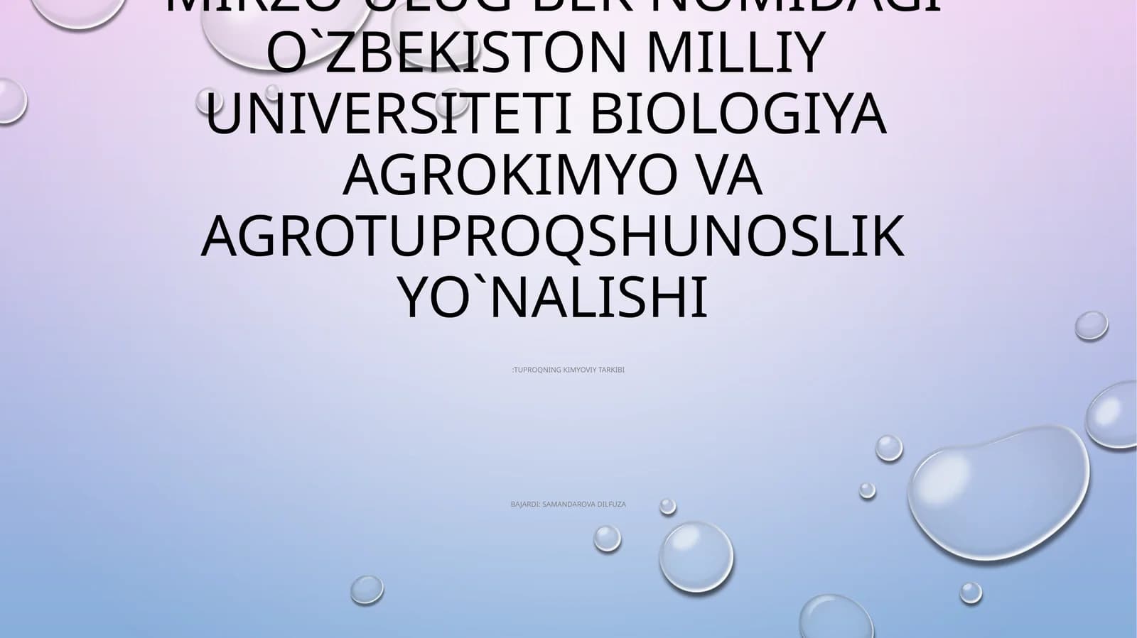 Tuproqning kimyoviy tarkibi