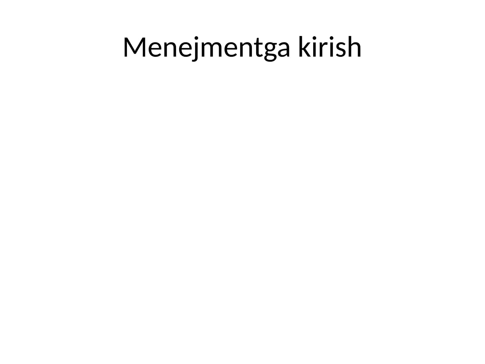 Menejmentga kirish