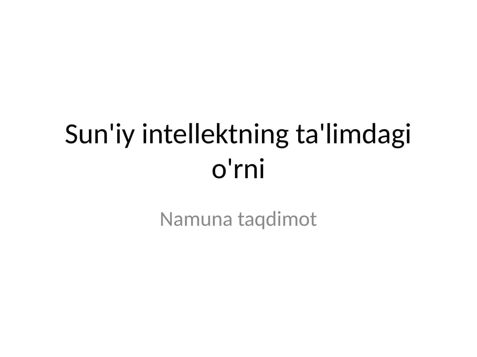 sun'iy intellektning ta'limdagi oʻrni