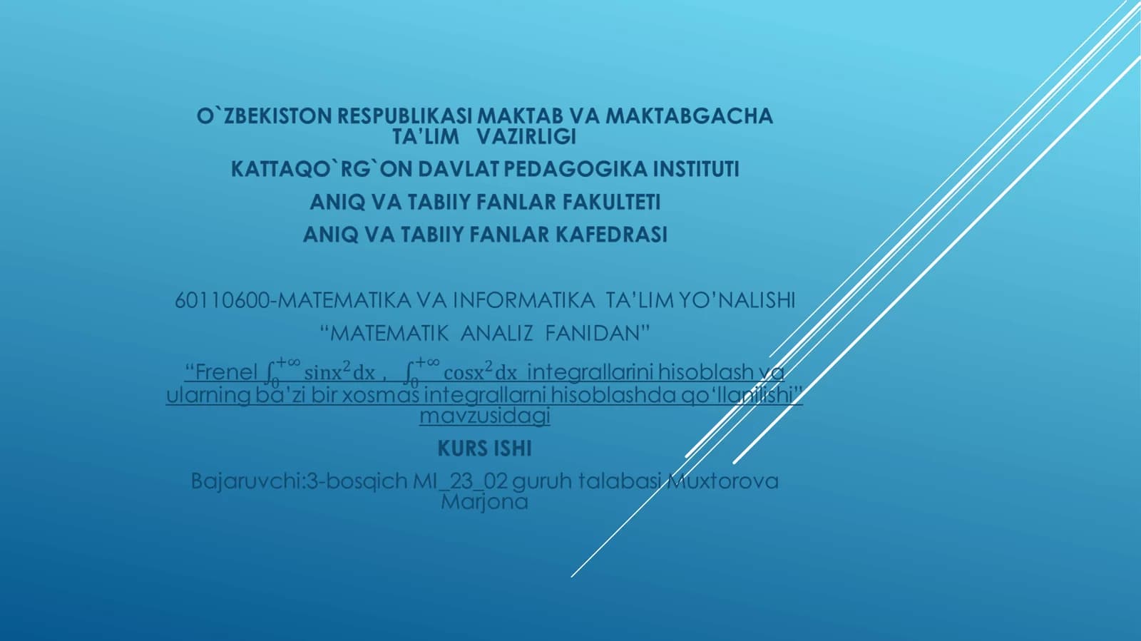 Xosmas integrallar nazariyasi