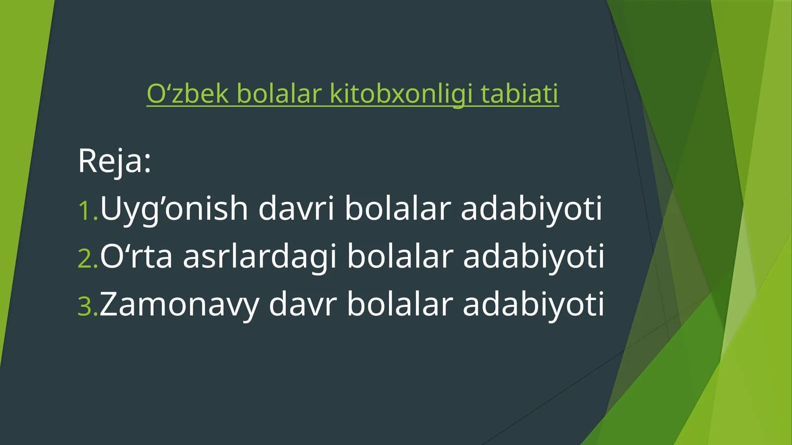 O‘zbek bolalar kitobxonligi tabiati
