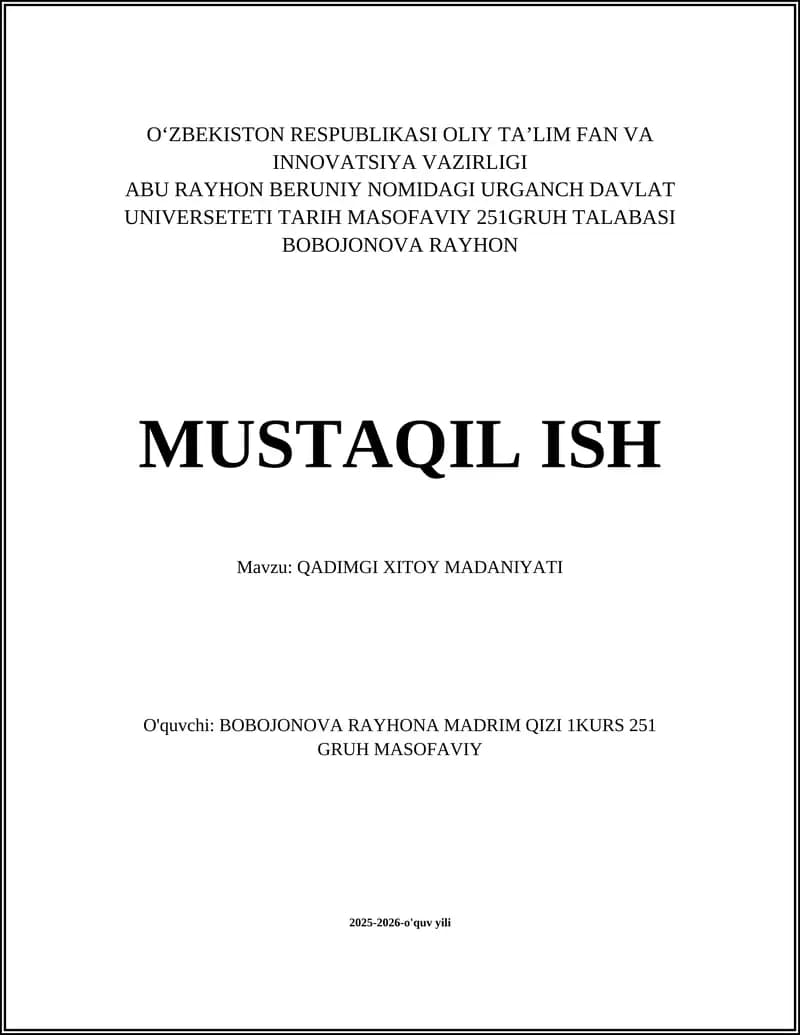 QADIMGI XITOY MADANIYATI