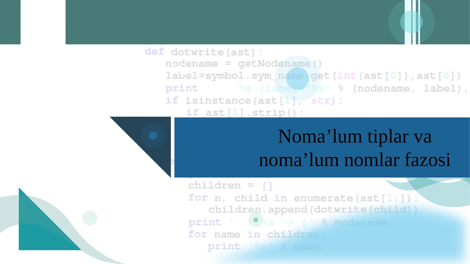 Noma’lum tiplar va noma’lum nomlar fazosi